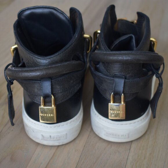 Buscemi Black Leather 100MM Sneakers with Gold Buckle Size 44 - Picture 5 of 12